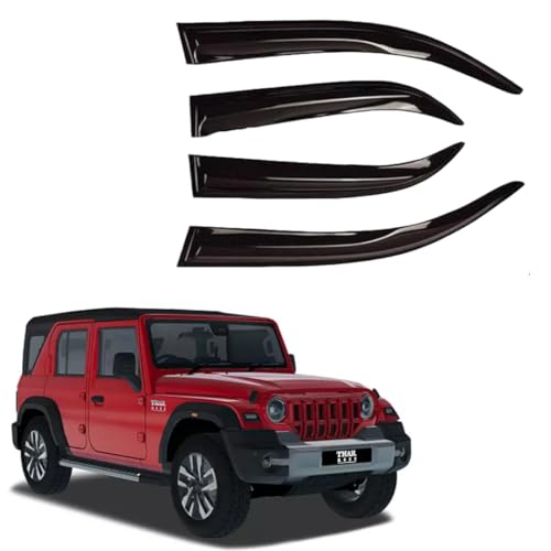 Image of Premium Non-Breakable Car Window Door Visor /Rain Guard /Wind Deflector Compatible for (Thar Roxx)