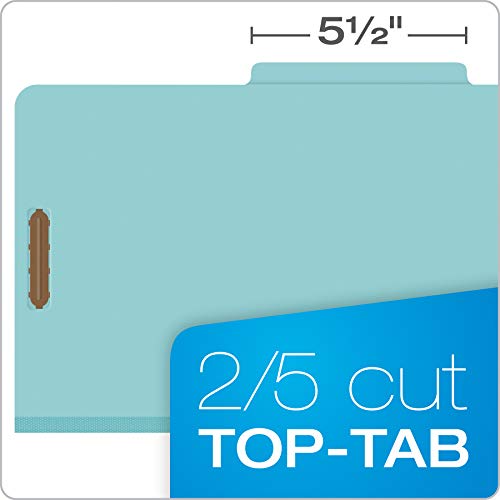 Pendaflex-Recycled-Classification-File-Folders-1-Divider-2-Embedded-Fasteners-25-Tab-Cut-Legal-Size-Light-Blue-Box-of-10-28777R