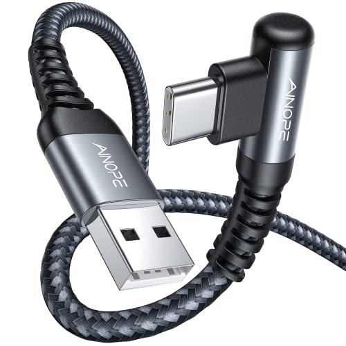 Image of 2-Pack USB C Cable [3.3FT+3.3FT] AINOPE 3.1A Type C Charger Fast Charging, Durable Nylon Braided USB Type C Cable Right Angle Compatible with Galaxy Note 10 9, S10 S8 Plus S21 A10e, S9 Charger Cable