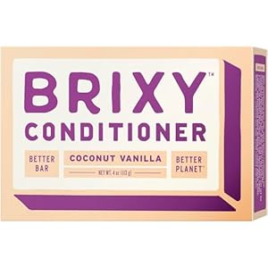 BRIXY Conditioner Bar for Hydration & Softness, All Hair Types, pH Balanced & Safe for Color Treated Hair, Vegan & Plastic-Free (1 Count, 4 oz) – Coconut Vanilla