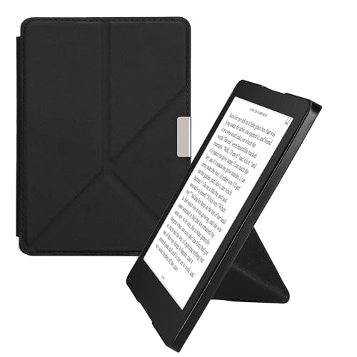 kwmobile Carcasa Compatible con Kobo Aura Edition 2 Funda con Soporte - Funda con Origami y Tapa con Cierre magnéetico - Negro