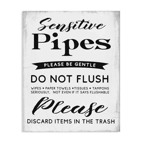 Stupell Industries Sensitive Pipes Sign Flushing Restrictions'| Canvas Art