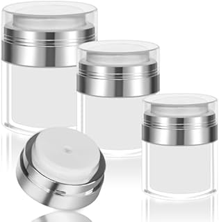 Mezeic 3pcs Airless Pump Jar, 15+30+50ml Moisturiser Pump Refillable Cream Jar Travel Vacuum Bottle Creams Lotions Cosmetics Container for Drunk Elephant