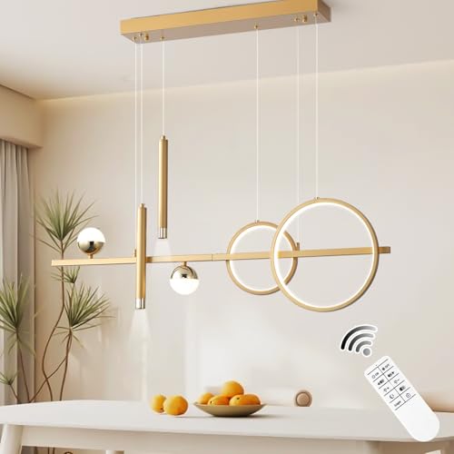 ORANOOR LED Gold Chandeliers for Dining Room, 39in Dimmable Modern
