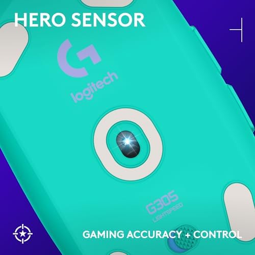 Logitech G305 Lightspeed Wireless Gaming Mouse, Hero Sensor, 12,000 DPI, Lightweight, 6 Programmable Buttons, 250h Battery, On-Board Memory, Compatible with PC, Mac - Mint - 1