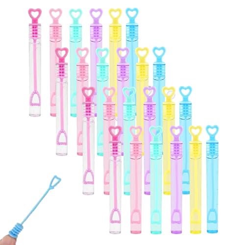 Tubos de sabão para crianças, 24 peças varinhas de bolhas, tubos de bolhas coloridas para crianças, conjunto de bolhas de sabão para casamentos, batizados, aniversários, São Valentim (sem líquido