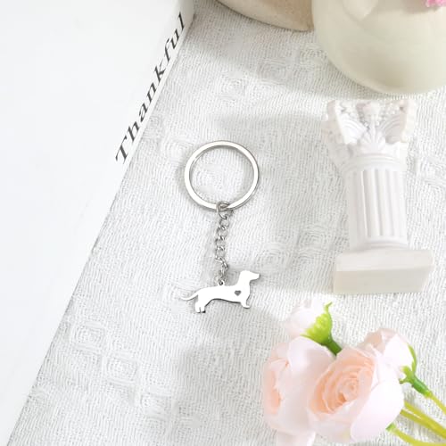 Tranbath Entzückender Schlüsselanhänger Mit Niedlichem Dackel-Design Aus Edelstahl, Personalisiertes Geschenk Und Geburtstagsgeschenk Für Frauen, Guter Freundinnen, Tolle Wahl Für Mütter Und Kollegen