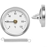 ZAMETTER Rohrthermometer, 2 Stück, 0 bis 120 Grad Celsius, Edelstahl, Rohrthermometer, Temperaturanzeige für Heizungsrohre, Warmwassersysteme, Klimaanlage, Kraftstofftanküberwachung