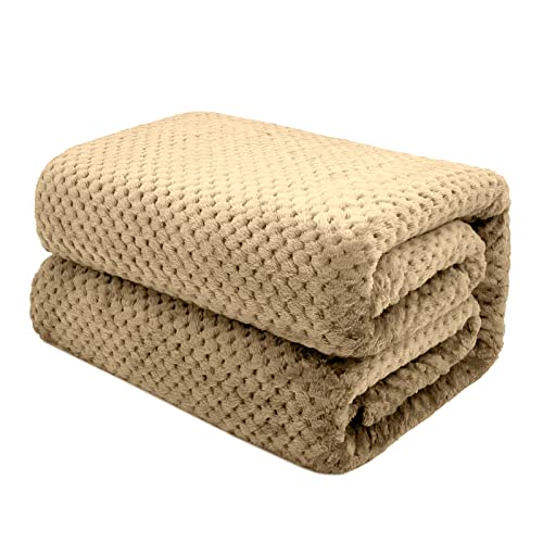 Excelente Tienda Manta Para Sofá Y Cama Diseño De Celosía De Piña - Tacto Suave - Material 100 Microfibra - Fácil De Limpiar. Camel, 160 X 220 Cm