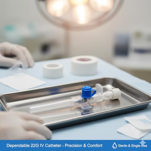 Image of Fidelis Healthcare IV Cannula with Injection Port & Wings | Sterile Disposable IV Catheter | Latex-Free Smooth Flow Intravenous Cannula for Hospital, ICU & Clinical Use