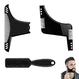 Kit Barba Uomo 3 Pezzi con Spazzola Barba e Pettine Barba, Sagoma Barba a Fulmine per Modellazione e Rifinitura Precisa, Accessori da Uomo Professionali per Cura della Barba e Baffi, Nero