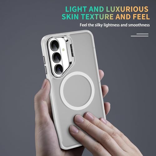 Image of DIZORO Compatible with Samsung Galaxy S26 5g Case, Compatible with Wireless Charging, with Camera Stand, Military Grade Drop Tested,Translucent Hard Back Soft Edge Back Cover (White)