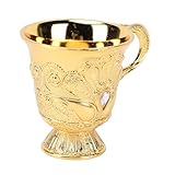 Cygmophing Copa de vino retro, cáliz de vino de vidrio decorativo multifuncional de metal para vitrina de bar (Mango Oro)