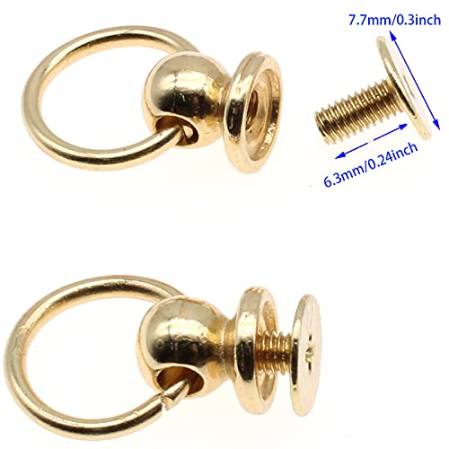 Rivets For Leather 12 Sets Zinc Alloy Screwback Round Head Rivets Rivets Pull Ring Rivet For Handbag Phone Case (6.5 * 8Mm,Gold) #TOP1