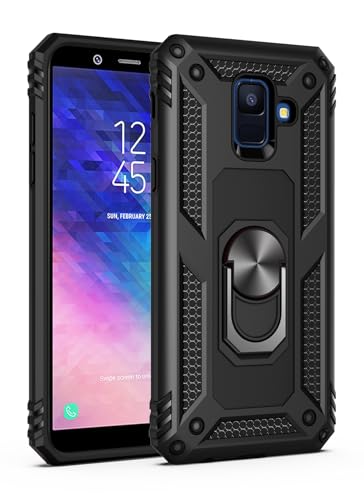 SORAKA Case for Samsung Galaxy A6 Plus 2018 with 360 Degree Rotation Ring Holder Soft TPU Slim Fit Case Samsung Galaxy A6 Plus 2018 Case with Metal Plate for Magnetic Car Phone Holder Black