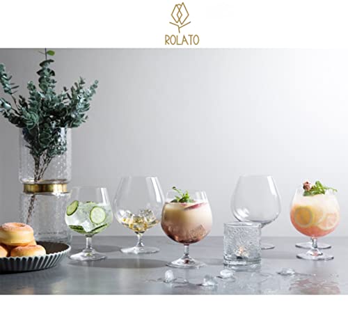 Rolato Cognac Brandy Crystal Small Glasses Snifter, Set Of 4 - Handcrafted - Good For Bourbon Whiskey - 15-Ounce #TOP4