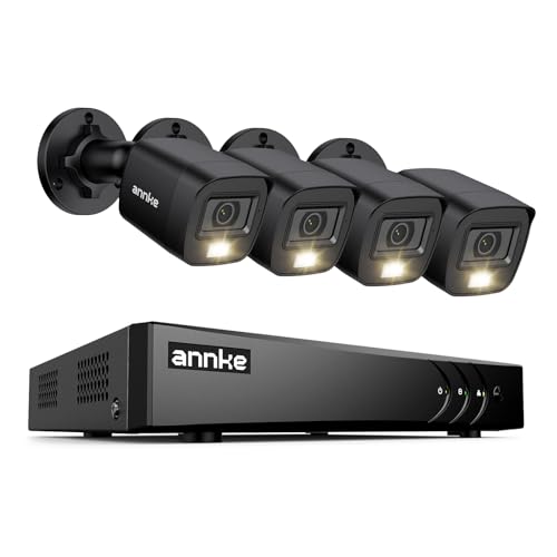 ANNKE 8CH 3K Lite Wired Security Camera System, H.265 Pro+ DVR with AI Human/Vehicle Detection, 4 x 2MP Wired CCTV Camera, Smart Color Night Vision, Easy Remote Access, IP67(NO HDD)