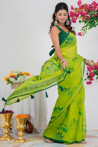 Image of MIRCHI FASHION Saree for Woman Georgette Floral Printed | Lightweight Comfortable Sari for Regular Social Wear and social visits