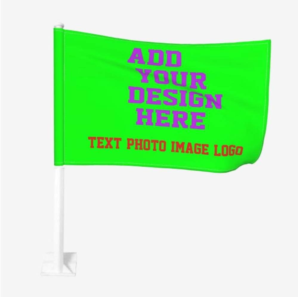 CECECOLEWANG Double Sided Custom Car Flag 12×18in - Print Your Own Logo/Design/Words, Personalized With Picture, Fade Resistance & Easy Use, Customize For Patriotic, Sports Events, Parades, cust