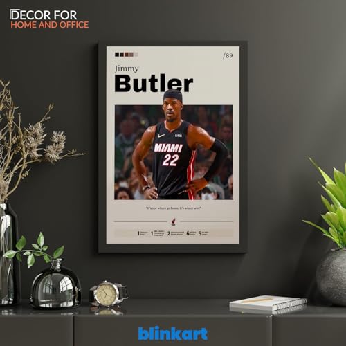 Image of BLINKART Jimmy Butler | Nba Basketball Player | Synthetic Wood Photo Framed Wall Hanging Poster For Room & Office Bedroom Living Boys And Girl Room Home Wall Hanging | 12x18 Inches