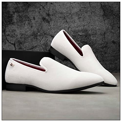 JITAI Men's Loafers Tuxedo Dress Shoes for Men Velvet Loafers Wedding Shoes for Men, White/02, 11 US by JITAI - Used condition - Image 3