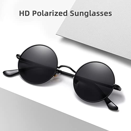 Image of MEETSUN Small Round Polarized Sunglasses for Men Women Metal Retro Hippie Circle Sun Glasses Driving Festival Cosplay UV400
