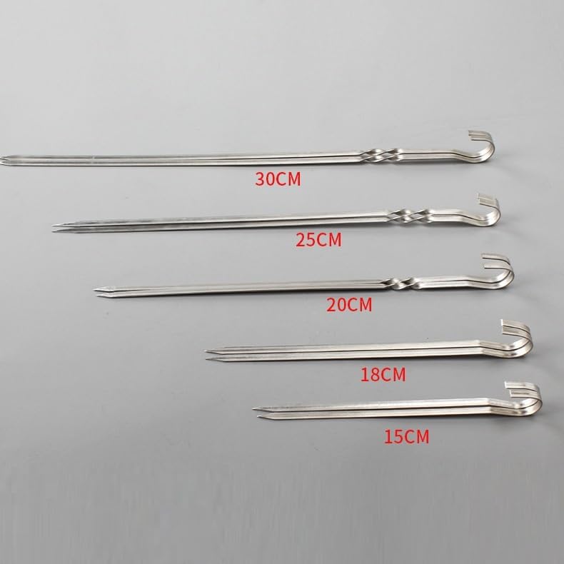 50pcs spiedini di Kebab, Bastoncini di spiedo in Acciaio Inossidabile, spiedini di Verdure Kebab, spiedini di Barbecue in Acciaio Inossidabile, spiedi Piatti in Acciaio Inossidabile,20cm