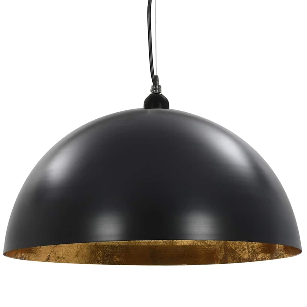 Plafoniere 2 pezzi semicircolare E27 50 cm nero e oro