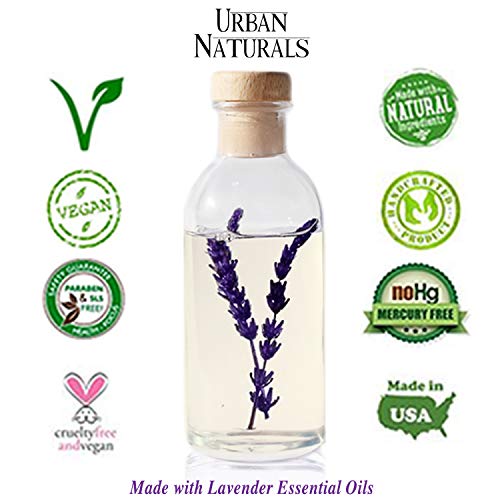 Urban Naturals Lavender Fields Oil Essential Oil Reed Diffuser Set With Real Lavender Stems! French Blossoms, Geranium & Clary Sage | #1 Gift Idea For Aromatherapy & Stress Relief | Vegan | Usa Made #TOP4