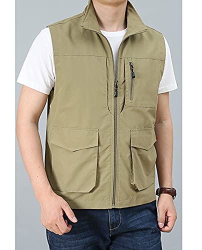 Hixiaohe Men's Casual Lightweight Outdoor Vest Work Fish Photo Travel Golf Vest Zip up Sleeveless Jacket with Pockets3