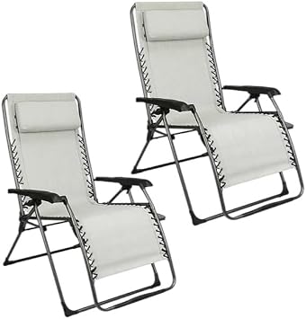 Versatile Zero Gravity Lounge Chair Perfect for Pool, Park, or Patio 2 Set Cast Silver
