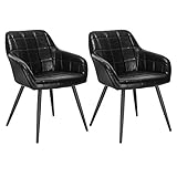 WOLTU Lot de 2 Chaises de Salle à Manger avec accoudoirs,Chaise de Salon Structure en métal et Assise en Similicuir Style Cuir Antique,Noir BH245sz-2