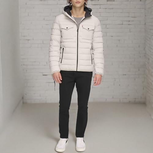 Image of Water Resistant Performance Stretch Hooded Puffer Jacket
