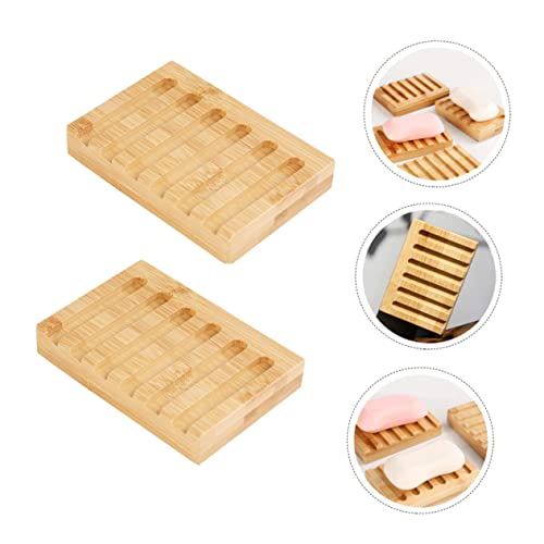 Cabilock 4 Pcs Bathtub Home Wooden Gym Soap Dish With Shower Waterfall Case Color Outdoor Saver Drain Sink Tray Toilet Handmade Dishes Sponge For And Wood Draining Natural Kitchen Scrubber #TOP1