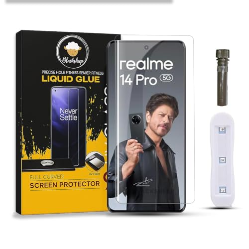 Image of BLACKSHEEP HD+ UV Tempered Glass Screen Protector Guard Compatible For Realme 14 Pro 5G Full Adhesive UV Curved Case Friendly HD Clarity with easy installation kit