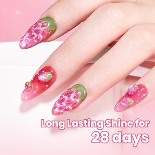 Image of Beetles Apple Sweet Gleam Pink Cat Eye Gel Nail Polish - 15ML Full Size Glitter Pink Cat Eye Spring Gel Polish Magnetic Shimmer Effect Soak Off UV Nail Art Design Salon DIY Manicure Gift for Women