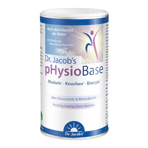 Dr. Jacobs pHysioBase I für Sport und Alltag I für die Säure-Basen-Balance Knochen Muskeln und das Immunsystem* I mit veganem Glucosamin Kaliumcitrat Magnesiumcitrat Calciumlaktat und Vitamin C