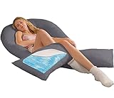 Traumreiter Visco XXL Seitenschläferkissen mit Bezug Dunkelgrau | Hybrid Kissen + 1cm Memory Foam I U förmiges Schwangerschaftskissen Gel Body Pillow I Lagerungskissen Ergonomie Zertifiziert