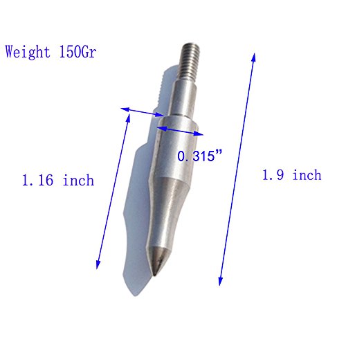Archery Screw-In Arrow Tip 150 Grain Traditional Arrowhead Hunting Arrow Head Compound Recurve Bow Target Field Point Practice 10 Pcs #TOP6