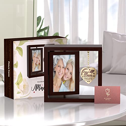 Cortnk Birthday Gifts For Mom From Daughter Son - Mother Picture Frame 4X6 Rotating Wooden Picture Frame Double Sided Display, New Mom Gifts For Women After Birth, Mom Gift For Mothers Day #TOP5