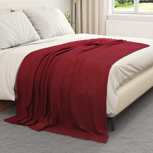 Couvertures Toison Légères et Chaudes Rouge Bordeaux 200x150cm 24pcs