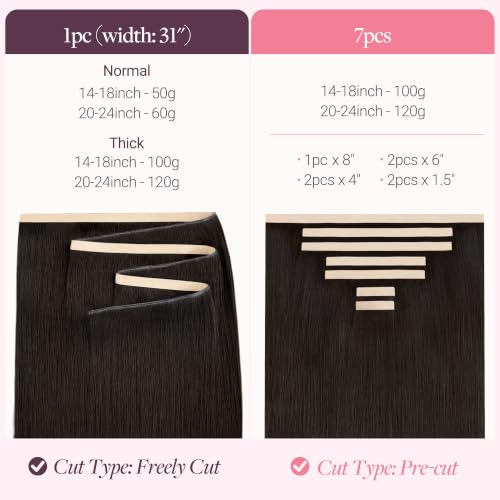 Image of GOO GOO Tape In Weft Hair Extensions, Invisible Genius Weft Home DIY 7pcs | 20 inch 120g #2 Dark Brown, Real Human Hair, Install Quickly, Breathable