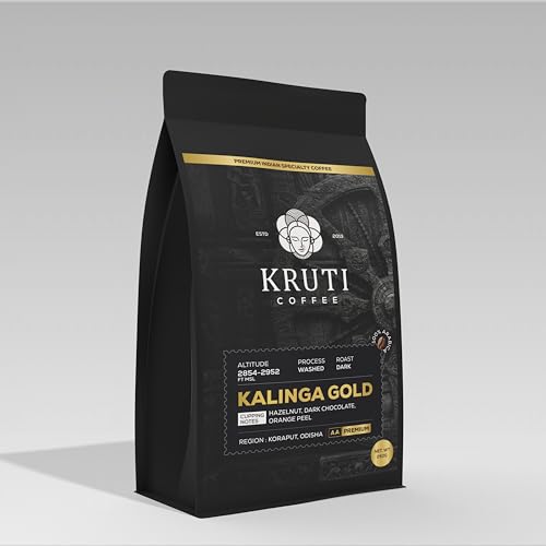 Image of Kruti Coffee-Specialty Coffee Roasters - Moka Pot Grind 250g | Kalinga Gold - Medium Dark Roast | Arabica Beans | Signature Blend From Koraput | Freshly Roasted