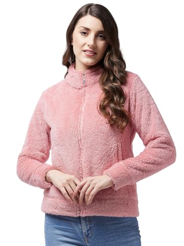 Image of Modeve Women Solid Full Sleeve Fur Standard Length Jacket For Winter