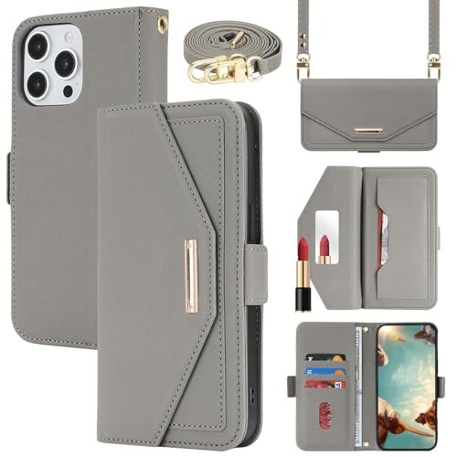 Crossbody Wallet for iPhone 15 Pro Max Case with Strap,6.7",Gray by Jaorty - Used condition - CA$19.86