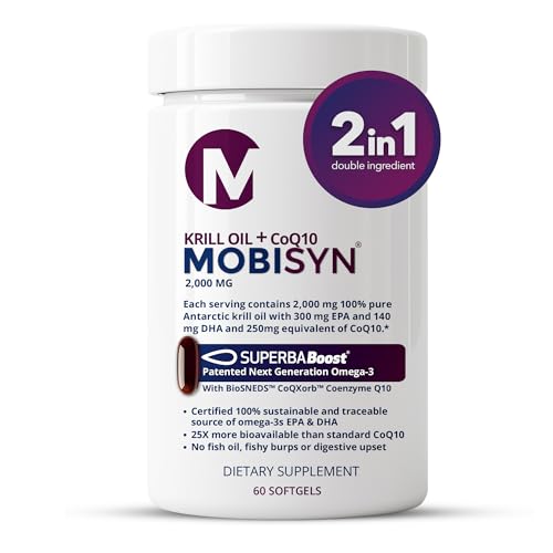 Antarctic Krill Oil 2,000 mg Plus 250mg CoQ10, Omega 3, DHA, Highest Concentration 56% Phospholipids, SupoerbaBoost, Astaxanthin, Omega 3 Fatty Acid Supplements, Supports Heart, No Fish Oil, 30-Days