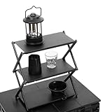 Fyrdyn Estante De Almacenamiento para Camping - Organizador Plegable Portátil De Niveles | Estantes Organizadores para Escritorio,para Exterior Tienda De Campaña RV Picnic Senderismo Mochilero Patio