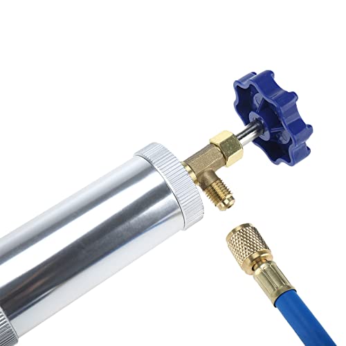 R134A Ac Oil Injector Tool Kit, R134A Refrigerant Charging Hose With Gauge & R134A Oil Injector With Low Side Quick Coupler For Air Conditioning System Of R134A #TOP5