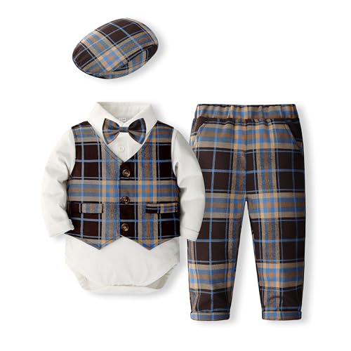 Image of Baby Boys' 4-Piece Vest Set with Dress Shirt, Vest, Pants, and Tie