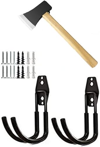 Miniatura 3 de zoele Percha de hacha de montaje en pared, soporte para hacha, gancho de pared con pico, gancho de pared para herramientas eléctricas de garaje,
